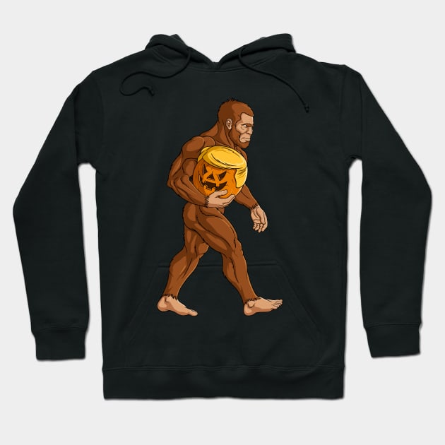 Bigfoot Halloween Trumpkin Pumpkin Hoodie by wingsofrage